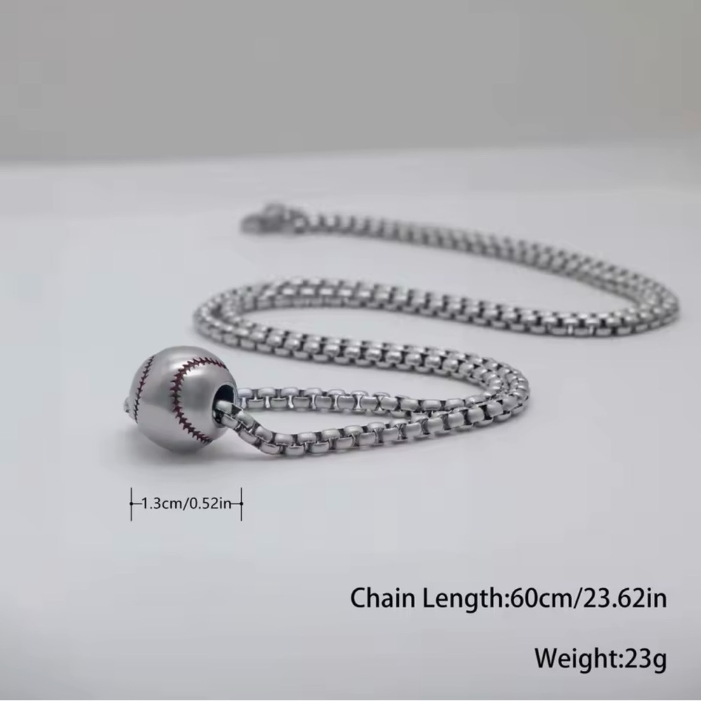 Stainless Steel Baseball Necklace for Men Women